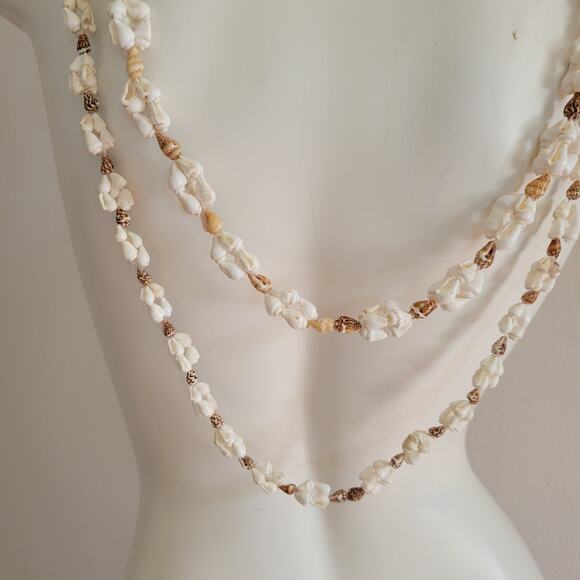 Vintage Natural Shell Lei Necklace Set Of 2 Beach Boho Hawaiian Mermaid Tropical - Picture 3 of 8
